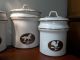 Vintage Aluminum Painted Country Canister Set (4) Primitives photo 3