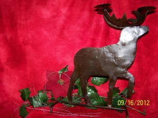 Primitive Metal Reindeer Candle Holder photo