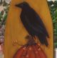 ~ Primitive ~ Hp Folk Art Pumpkin With Crow ~ Stretcher Primitives photo 2