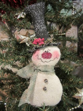 Snowman Ornie - Green Plaid Scarf And Top Hat - Christmas photo