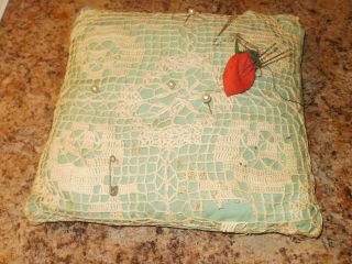Antique Vtg Primitive Crochet Needle Work Pillow Pin Cushion Shop More photo