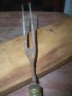 Old Early Hand Forged Brass & Wood Lrg Serving Fork Primitives photo 9