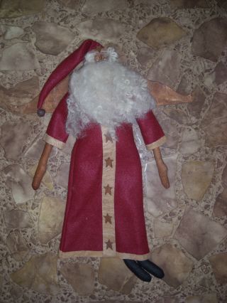 Primtive Santa Angel Doll.  Wool Beard,  Great Details. photo
