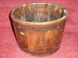 Antique Wood Sap Bucket photo