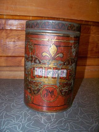 Antique Victorian Hoosier Coffee Tin Canister photo