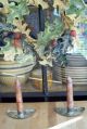 Vintage Pair Tin Window Sill Candle Holders ~ Shaker Primitives photo 3