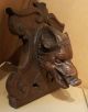 Fine Antique Boar ' S Head Carved Wooden Sign Plaque W/ Camard Dimer Label France Carved Figures photo 2