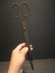 Antique 18th C Wrought Iron Scissor Pipe Ember Tongs Hearth Coal Tool Fireplace Primitives photo 5