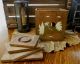4 Vtg Dovetail Wood/wooden Nesting~stacking Pantry Boxes~fighting Cocks Roosters Primitives photo 3