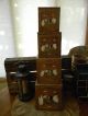 4 Vtg Dovetail Wood/wooden Nesting~stacking Pantry Boxes~fighting Cocks Roosters Primitives photo 5
