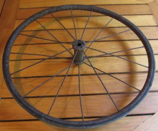 Antique Spoked Wagon Cart Wheel From 19th Century Barn Primitive~ Steam Punk photo