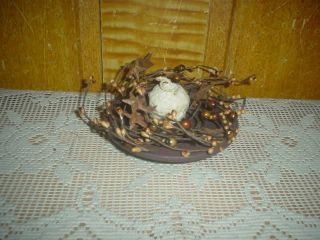 Primitive Candle Plate Grubby Votive Candle Berry Ring Eb 37 photo