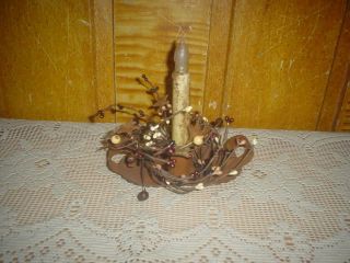Primitive Candle Holder Grubby Candle Stick Berry Ring Eb 40 photo