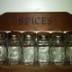 Antique Farmhouse Wooden Spice Rack With Labeled Glasses Primitives photo 2