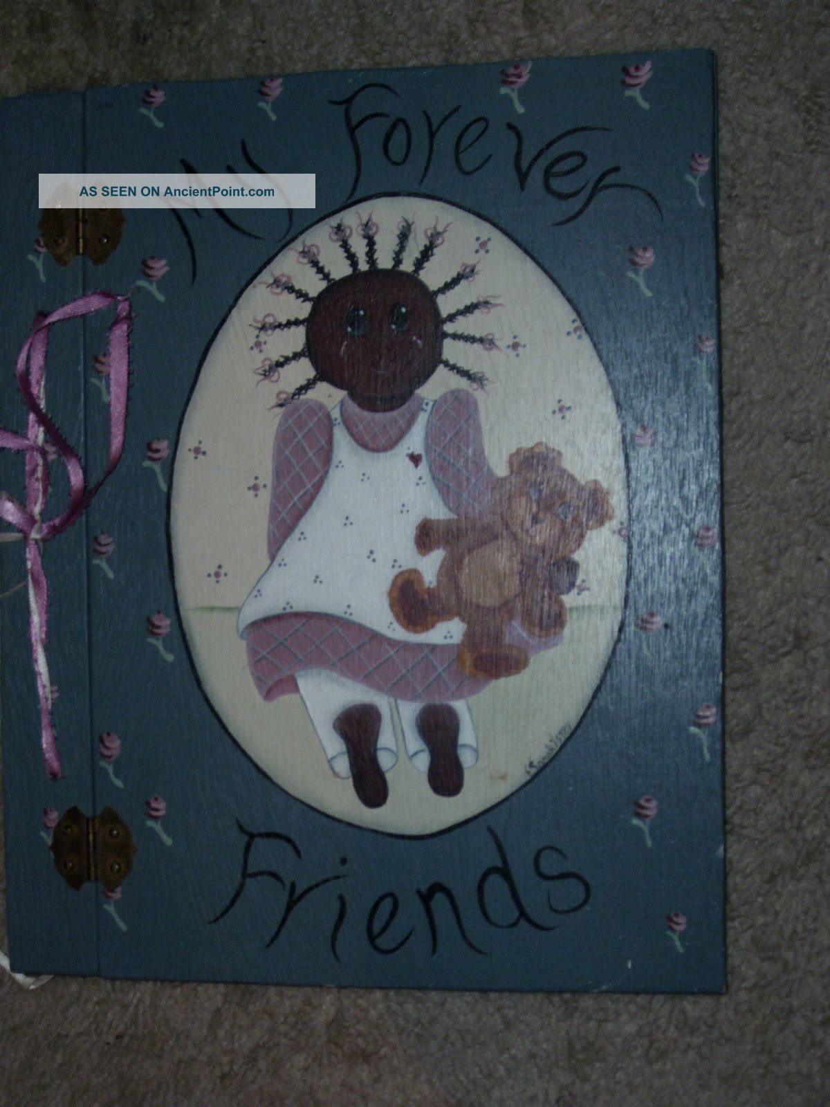 Hand - Painted Wood Folk Art Photo Binder Album 
