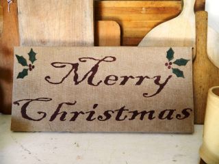 Wonderful Primitive Handmade Merry Christmas Sign photo