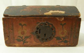 Very Old Norwegian Folk Art Hallingdal Rosemaling Rosemaled Kiste Chest Box photo