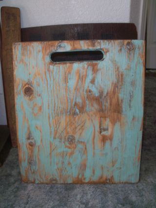 Vintage Inspired Wood Cutting Board - - Robins Egg Blue photo