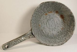Antique Agateware Short Handle Ladle - Two - Tone Gray photo