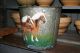 Antique Primitive Signed Folk Art Hand Painted Metal Farm Bucket/pail Horses Primitives photo 1