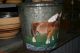 Antique Primitive Signed Folk Art Hand Painted Metal Farm Bucket/pail Horses Primitives photo 2