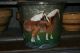 Antique Primitive Signed Folk Art Hand Painted Metal Farm Bucket/pail Horses Primitives photo 3