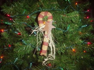 Primitive Grubby Candy Cane Rt Star Eb 166 photo