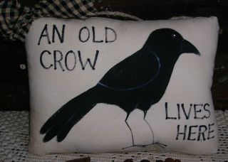 Primitive Old Crow Ornie Wallhanging Pillow Tuck Blackbird Primitive Crow Decor photo