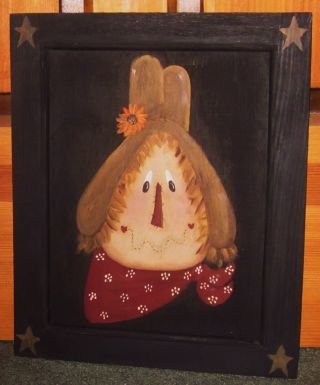 ~ Primitive ~ Hp Folk Art Scarecrow ~ Fall ~ Door Panel photo