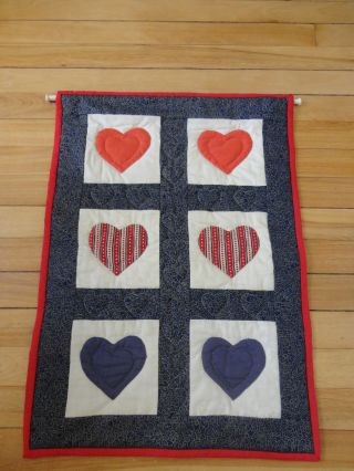 Vintage Fabric Heart Wall Hanger photo