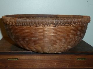Antique Primitive 19th Century Hand Made Finely Woven Egg Gathering Basket photo