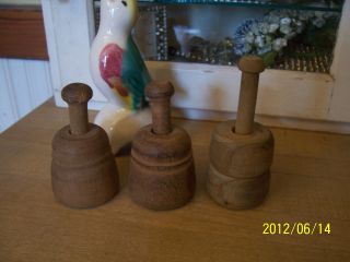 3 Vintage Miniature Wood Butter Mold ~ So Sweet ~ photo