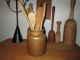 Primitive Farmhouse Country Crock Old Spicy Mustard Tone Great For Wood Spoons Primitives photo 3