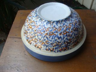 Large Ca 1900 Spongeware Bowl,  11 