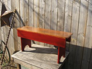 Primitive Pine Bench Colonial Red Distressed Finish Custom Md For You photo