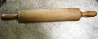 Vintage Antique One Piece Maple Wood Rolling Pin photo