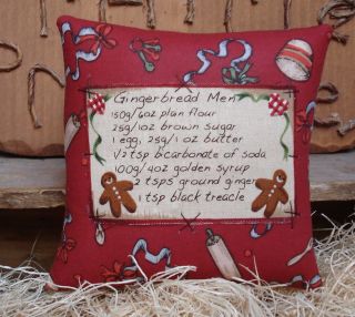 Primitive Winter Christmas Gingerbread Recipe Bowl Fillers Ornies photo