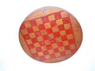 Old Primative Antique Circle Double Sided Wood Game Board photo