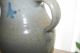 Antique Rare Stoneware Salt Glaze Pitcher Grey / Cobalt Blue Holds 11 Cups Primitives photo 2