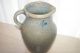 Antique Rare Stoneware Salt Glaze Pitcher Grey / Cobalt Blue Holds 11 Cups Primitives photo 5