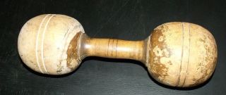 Barbell,  Wooden Tool? Very Old And Heavy photo