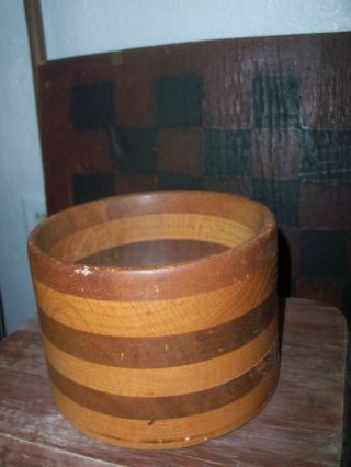 Vintage Hand Turned Deep Wood Bowl - Multi Rings photo