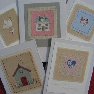 Special Offer Five Hand - Stitched Cards By Helen Drewett Low Start Price photo