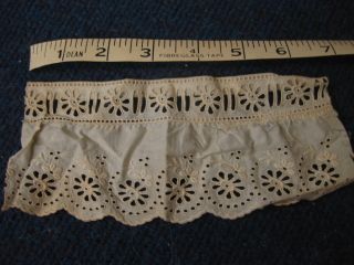 Antique English Cotton (cream) Lace/embroidered 7 