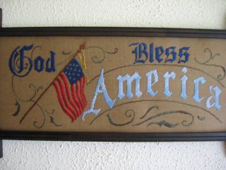 God Bless America; Antique Sampler Motto Style Kit, photo