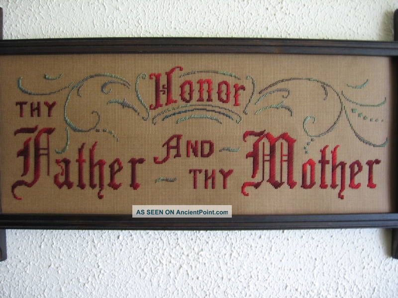 Antique Sampler Style,  Kit,  Honor Thy Father And Mother Samplers photo
