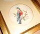 Old Gold Framed Petit Point Sampler Featuring Two Robins And Flowers. Samplers photo 2