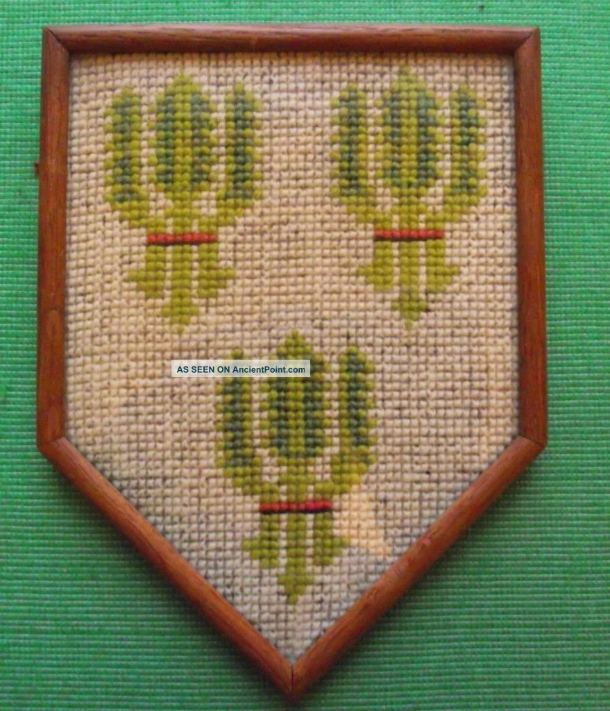 Aberdeen Edwardian Framed Needlework Heraldic Sampler In Period Rosewood Frame C Samplers photo