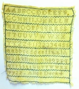 A Late Unframed Victorian Sampler By Alice Deck photo