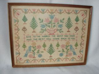 Antique Handmade Cross Stitched 